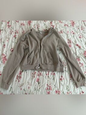 Hollister Taupe-Brown Lined Zip Hoodie